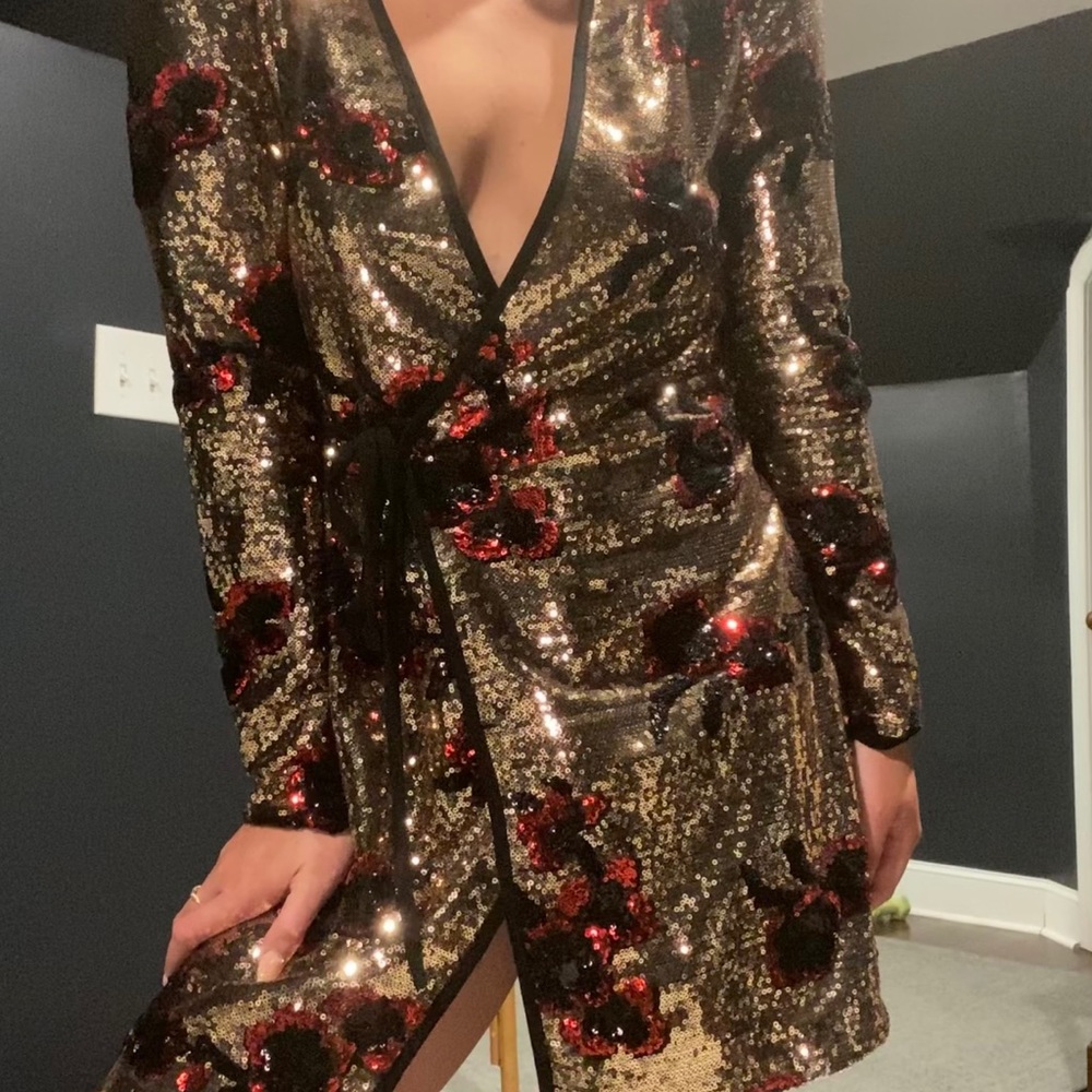 Zara sequin wrap dress